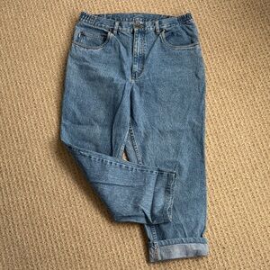 Vintage 90s L.L. Bean Dad Style Baggy Denim Jeans Elastic Waist